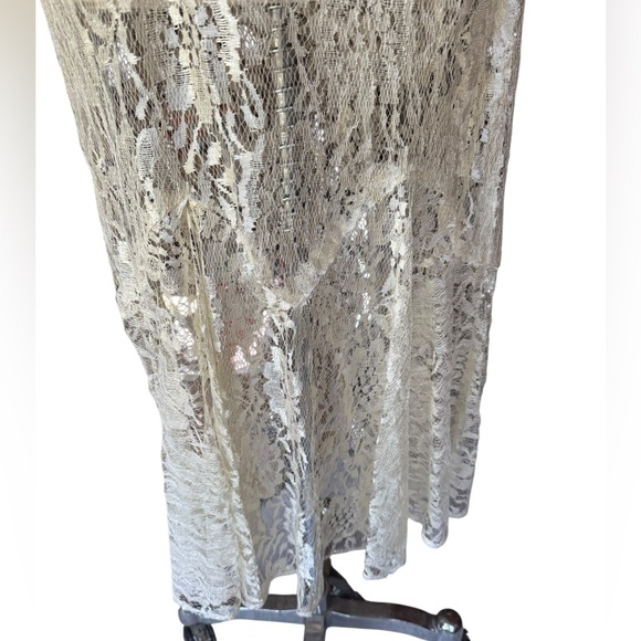 1980s Victorian Edwardian Style Ivory Lace Overlay Bridal‎ Dress - Picture 2 of 8